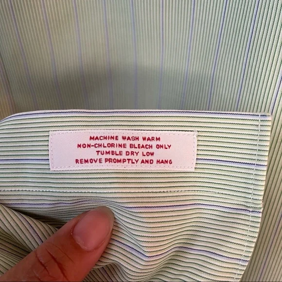 Vintage Brooks Brothers Botton Down Long Sleeve Green Dress Shirt Size 15-4/5 - Picture 10 of 10